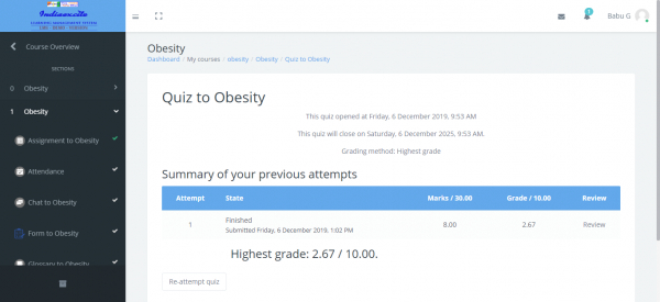 Quiz Attempt and Page Activities