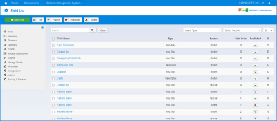 ERP Administrator login Field builder